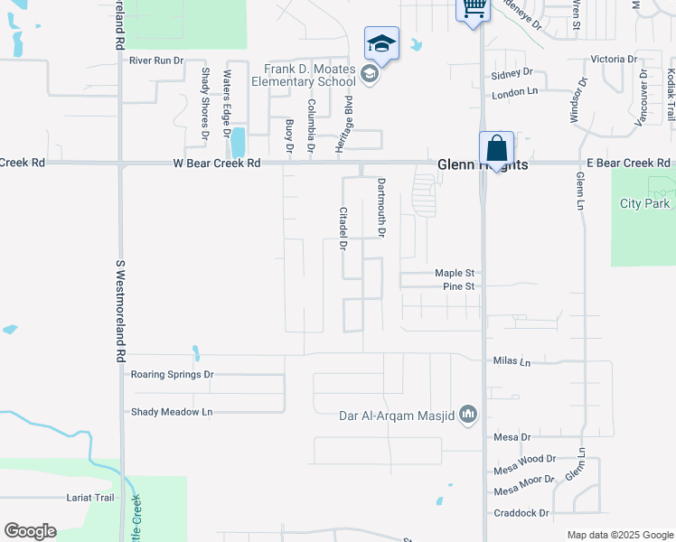 map of restaurants, bars, coffee shops, grocery stores, and more near 1819 Citadel Drive in Glenn Heights