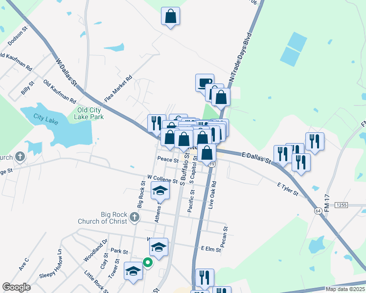 map of restaurants, bars, coffee shops, grocery stores, and more near in Canton
