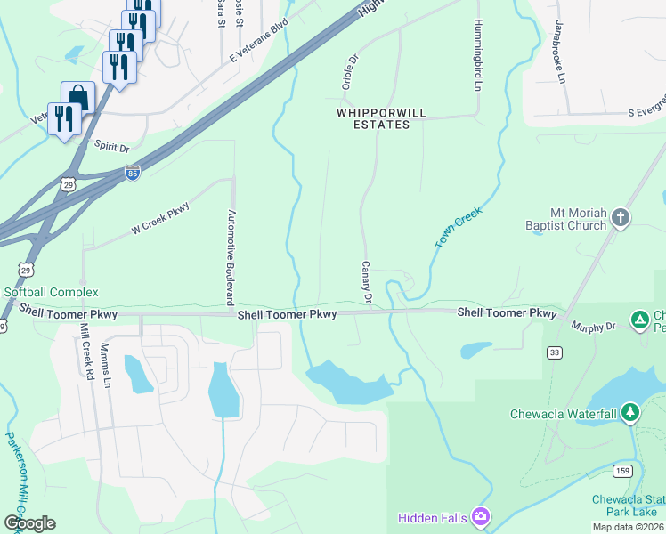 map of restaurants, bars, coffee shops, grocery stores, and more near 2180 Canary Drive in Auburn