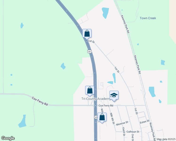 map of restaurants, bars, coffee shops, grocery stores, and more near 1123-1131 U.S. 49 in Flora