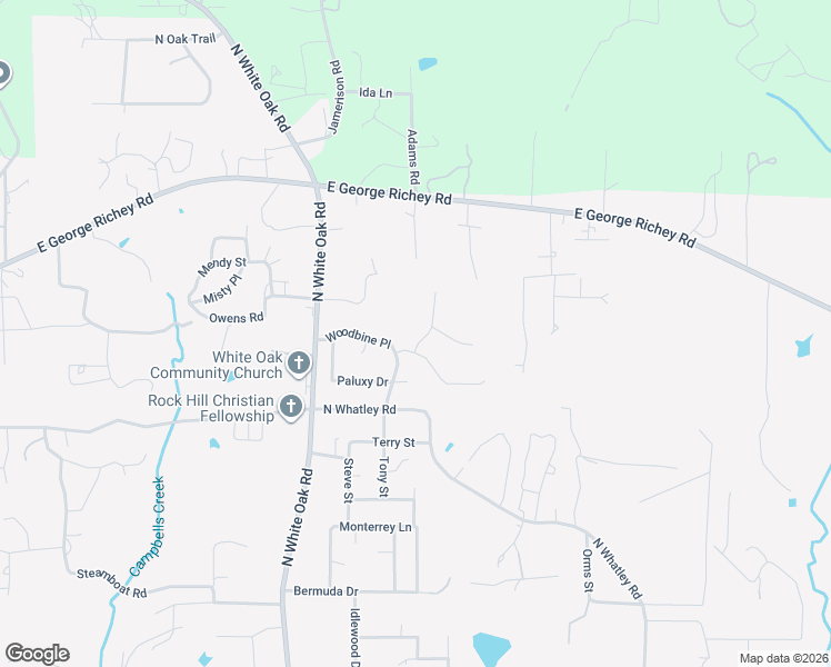 map of restaurants, bars, coffee shops, grocery stores, and more near 201 Smackover Lane in White Oak