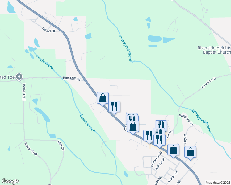 map of restaurants, bars, coffee shops, grocery stores, and more near 115 Hillcrest Street in Tallassee