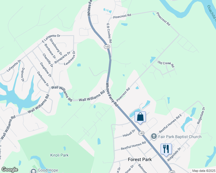 map of restaurants, bars, coffee shops, grocery stores, and more near 5294-5326 Whites Ferry Rd in West Monroe