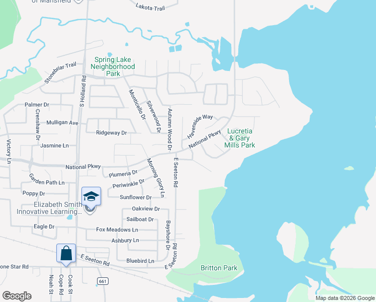 map of restaurants, bars, coffee shops, grocery stores, and more near 301 Mountain Creek Lane in Mansfield