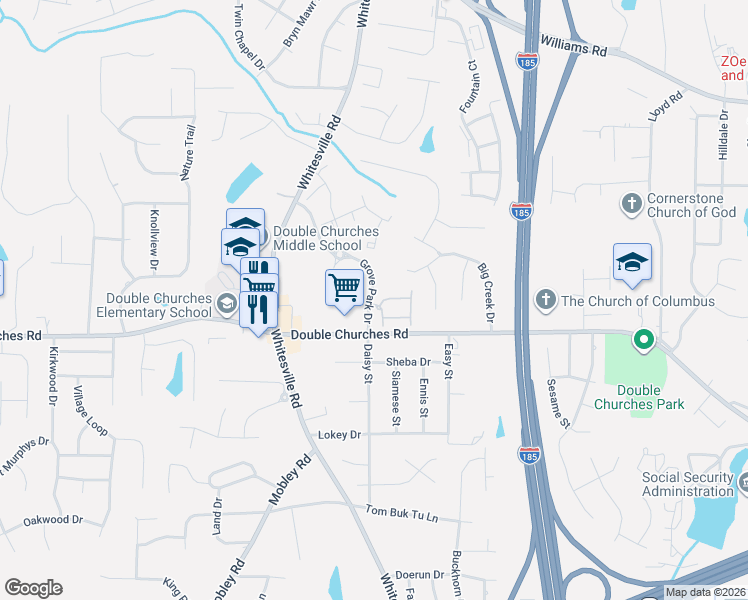 map of restaurants, bars, coffee shops, grocery stores, and more near 1442 Grove Park Drive in Columbus