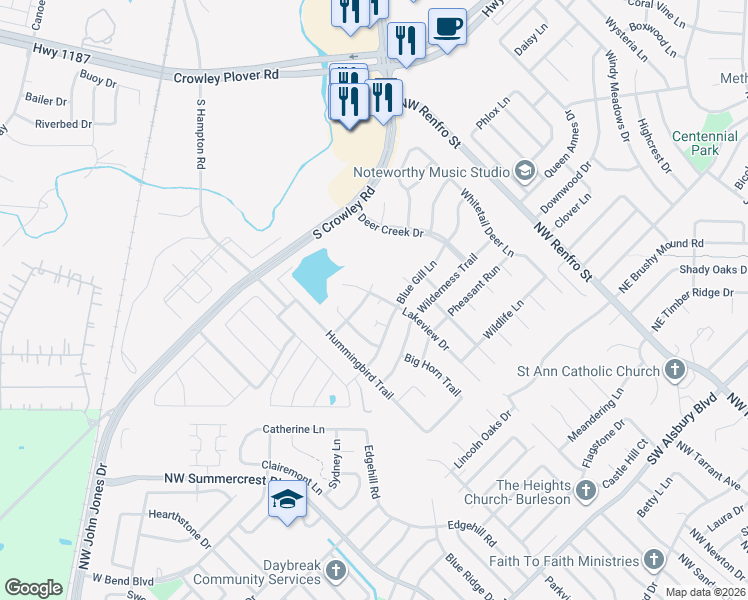 map of restaurants, bars, coffee shops, grocery stores, and more near 1308 Lake Shore Dr in Crowley