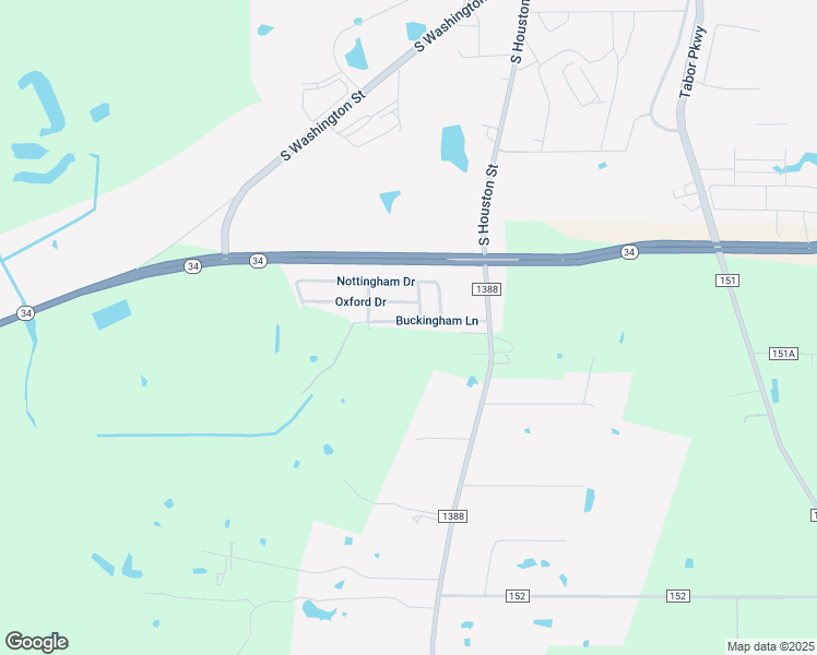 map of restaurants, bars, coffee shops, grocery stores, and more near 1541 Buckingham Lane in Kaufman