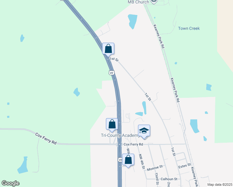 map of restaurants, bars, coffee shops, grocery stores, and more near 1123 U.S. 49 in Flora