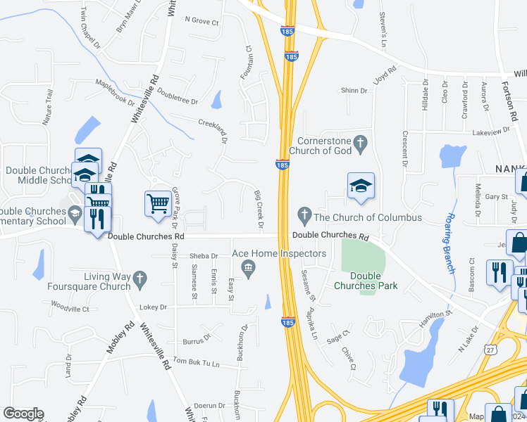 map of restaurants, bars, coffee shops, grocery stores, and more near 7818 Big Creek Drive in Columbus