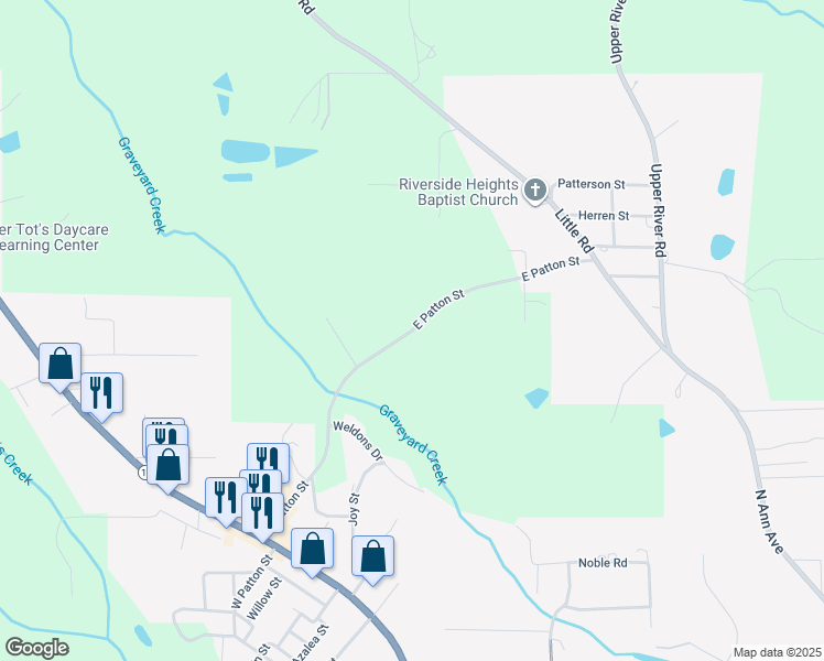 map of restaurants, bars, coffee shops, grocery stores, and more near East Patton Street in Tallassee