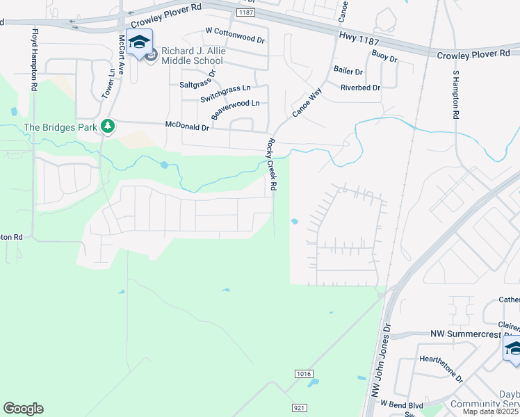 map of restaurants, bars, coffee shops, grocery stores, and more near 1412 Conley Lane in Crowley