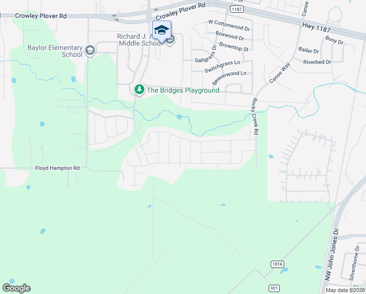 map of restaurants, bars, coffee shops, grocery stores, and more near 1816 Rialto Lane in Crowley