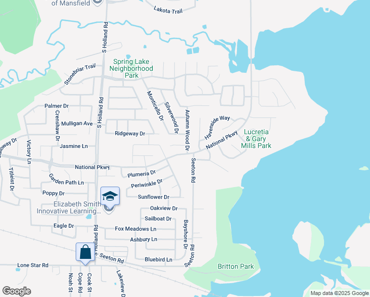 map of restaurants, bars, coffee shops, grocery stores, and more near 4710 Belladonna Court in Mansfield