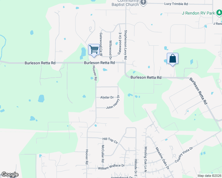 map of restaurants, bars, coffee shops, grocery stores, and more near 4450 Northern Dancer Drive in Burleson