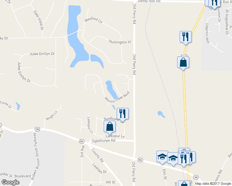 map of restaurants, bars, coffee shops, grocery stores, and more near 405 Arlington Falls Court in Bonaire