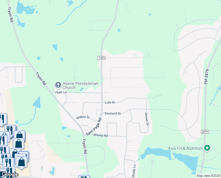 map of restaurants, bars, coffee shops, grocery stores, and more near 201 Mosley Circle South in Longview