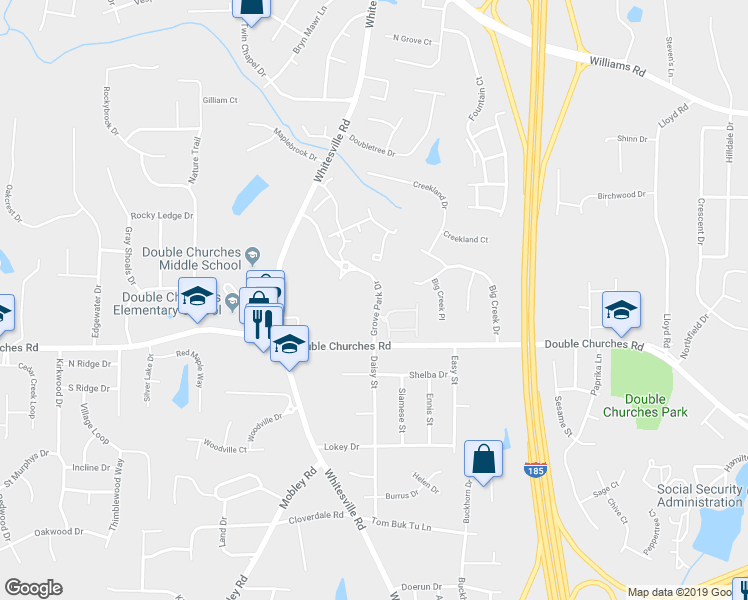 map of restaurants, bars, coffee shops, grocery stores, and more near 1438 Grove Park Drive in Columbus