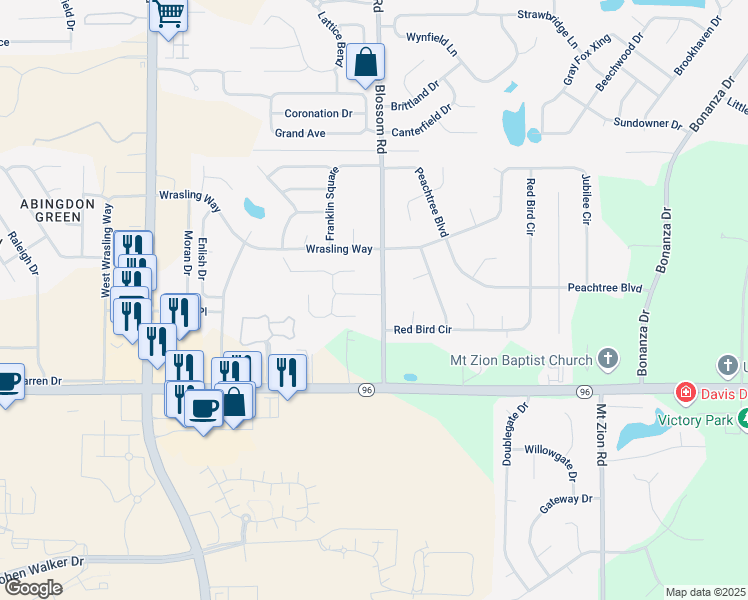 map of restaurants, bars, coffee shops, grocery stores, and more near 347 Peach Blossom Road in Bonaire