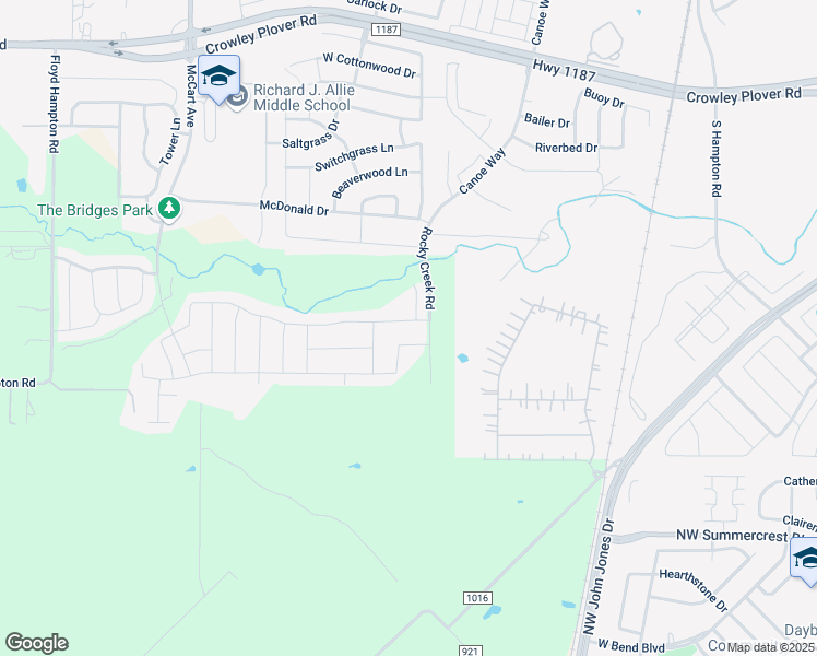 map of restaurants, bars, coffee shops, grocery stores, and more near 1412 Conley Lane in Crowley