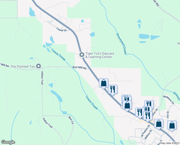 map of restaurants, bars, coffee shops, grocery stores, and more near 1628 Gilmer Avenue in Tallassee