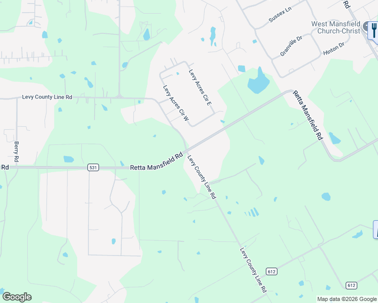 map of restaurants, bars, coffee shops, grocery stores, and more near 7900 Levy County Line Road in Mansfield