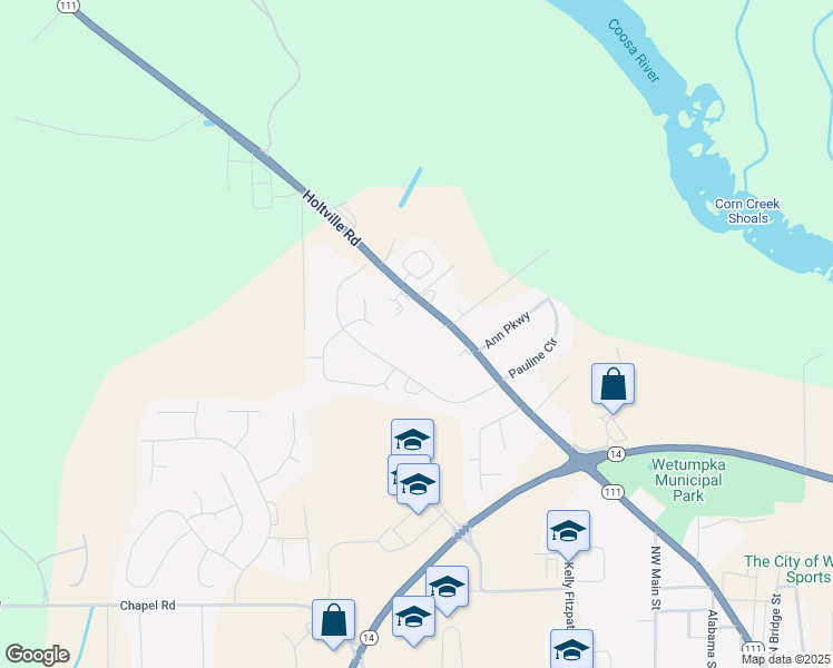 map of restaurants, bars, coffee shops, grocery stores, and more near 1825 Holtville Rd in Wetumpka