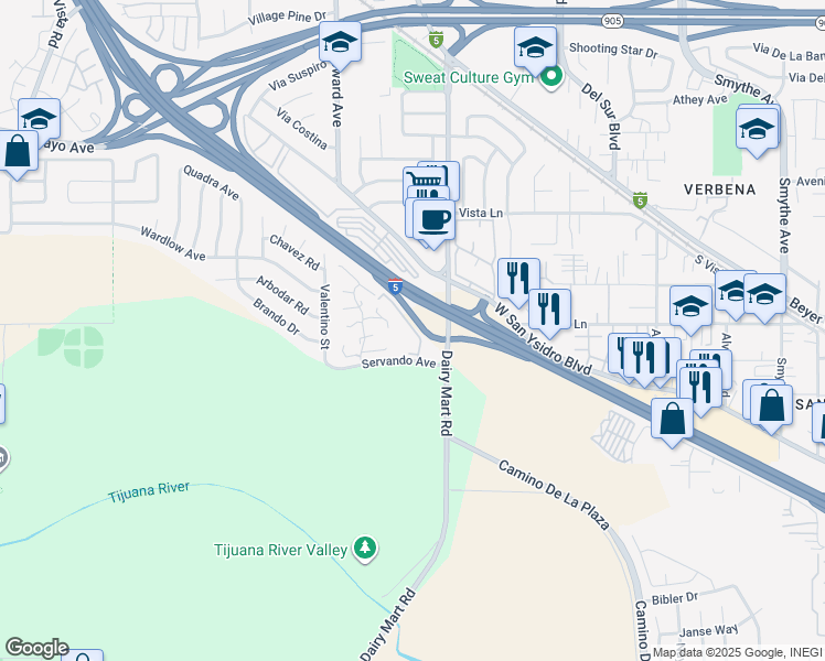 map of restaurants, bars, coffee shops, grocery stores, and more near 2163 Bluehaven Court in San Diego