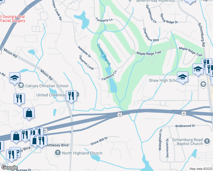 map of restaurants, bars, coffee shops, grocery stores, and more near 7977 Ballantyne Way in Columbus