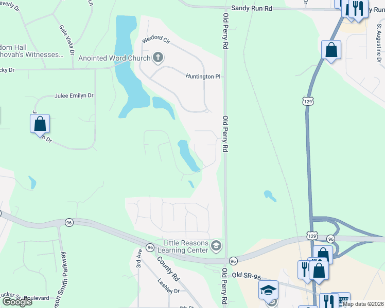 map of restaurants, bars, coffee shops, grocery stores, and more near 405 Arlington Falls Court in Bonaire