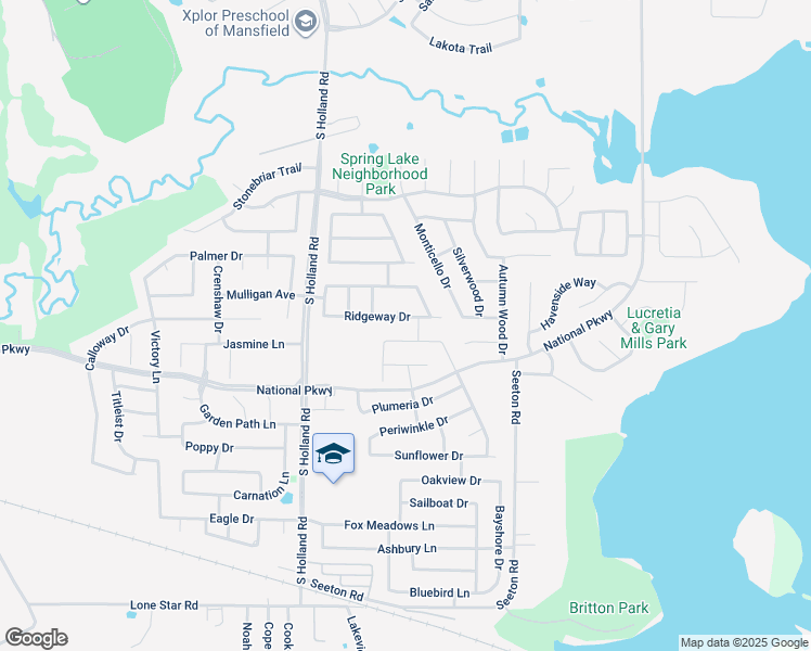 map of restaurants, bars, coffee shops, grocery stores, and more near 4500 Morning Glory Lane in Mansfield