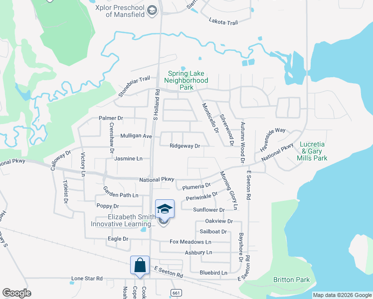 map of restaurants, bars, coffee shops, grocery stores, and more near 4507 Ridgeway Drive in Mansfield