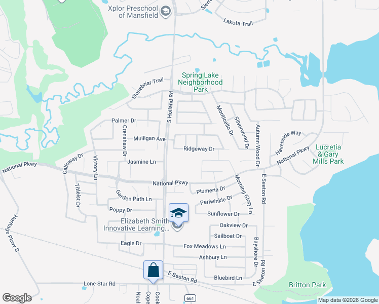 map of restaurants, bars, coffee shops, grocery stores, and more near 205 Bayberry Drive in Mansfield