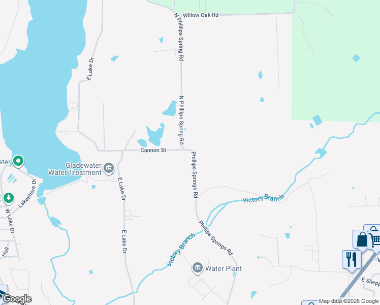 map of restaurants, bars, coffee shops, grocery stores, and more near 1203 Cannon Street in Gladewater