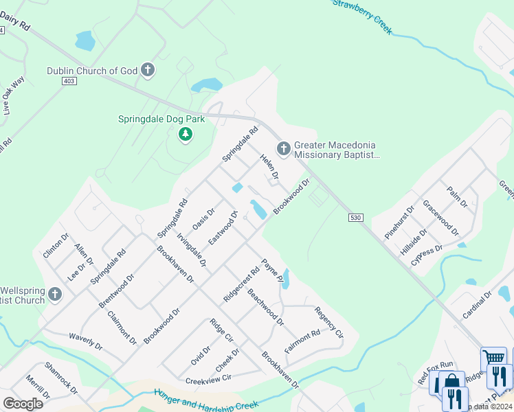 map of restaurants, bars, coffee shops, grocery stores, and more near 506 Brookwood Drive in Dublin