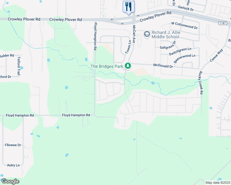 map of restaurants, bars, coffee shops, grocery stores, and more near 4112 Great Belt Drive in Crowley