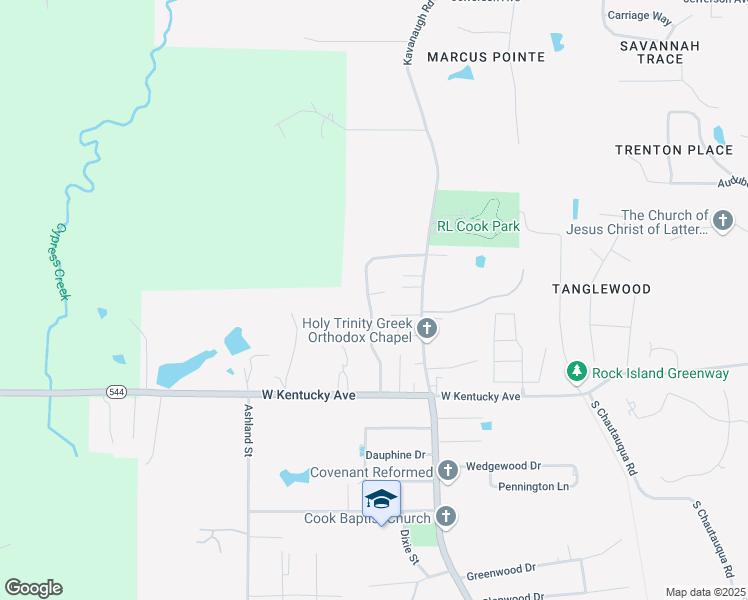 map of restaurants, bars, coffee shops, grocery stores, and more near 2800 Arcadia Drive in Ruston