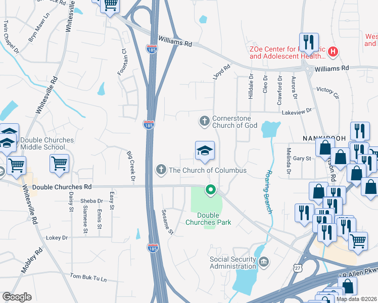 map of restaurants, bars, coffee shops, grocery stores, and more near 9 Leah Court in Columbus