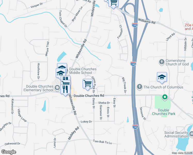 map of restaurants, bars, coffee shops, grocery stores, and more near 1442 Grove Park Dr in Columbus