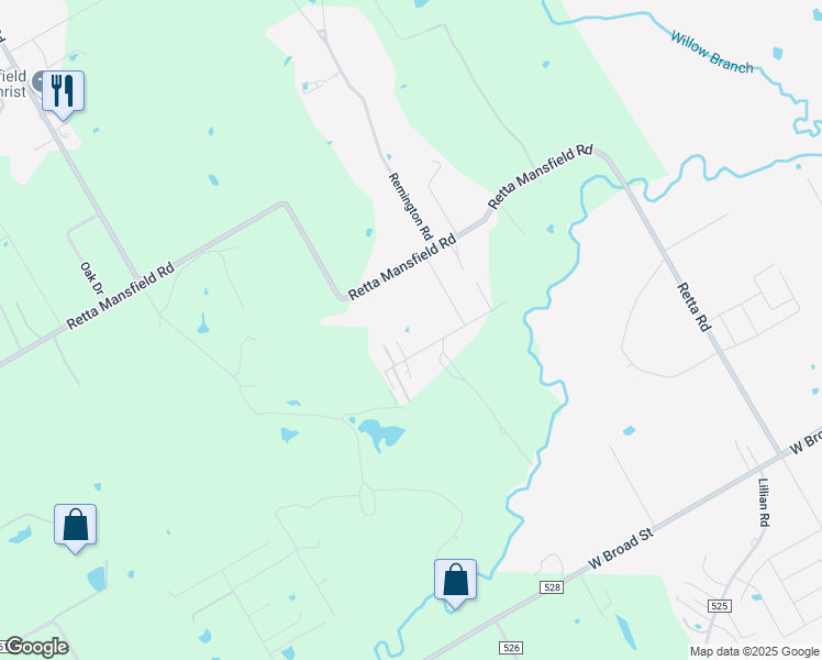 map of restaurants, bars, coffee shops, grocery stores, and more near 8399 Lake Road in Mansfield