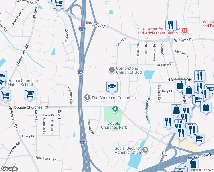 map of restaurants, bars, coffee shops, grocery stores, and more near 9 Leah Court in Columbus