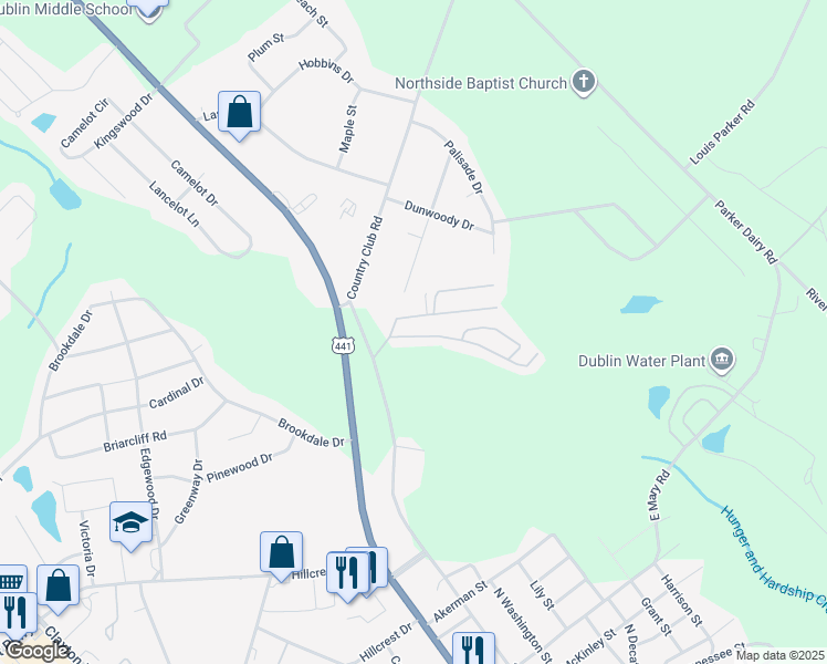 map of restaurants, bars, coffee shops, grocery stores, and more near 1325 North Franklin Street in Dublin
