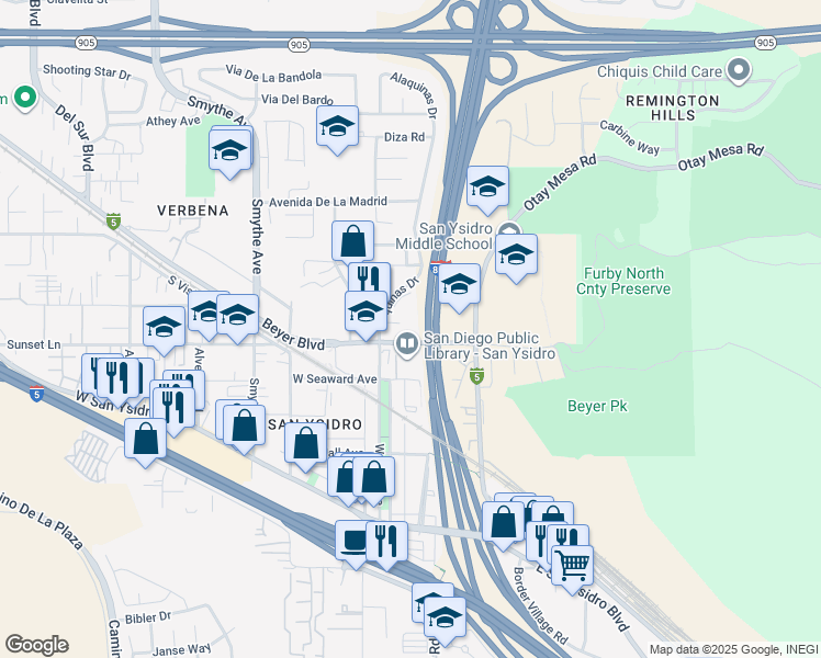 map of restaurants, bars, coffee shops, grocery stores, and more near 2055 Alaquinas Drive in San Diego
