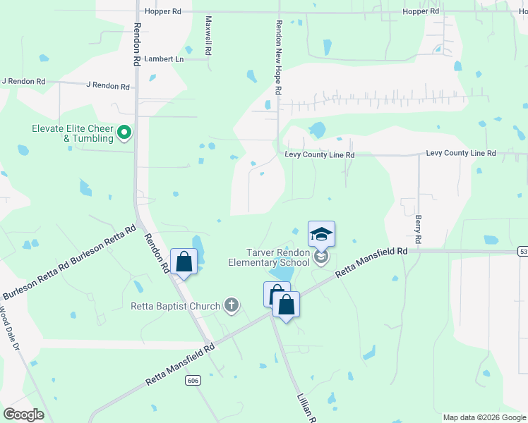 map of restaurants, bars, coffee shops, grocery stores, and more near 7875 Rendon Oaks Drive in Burleson