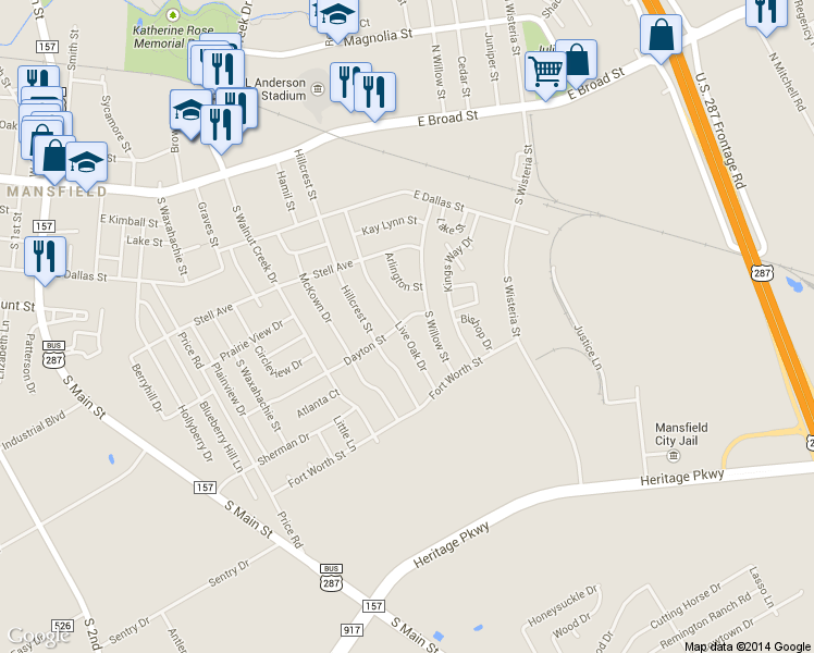 map of restaurants, bars, coffee shops, grocery stores, and more near 1000 Dayton Road in Mansfield