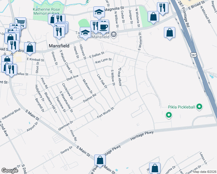 map of restaurants, bars, coffee shops, grocery stores, and more near 1000 Dayton Road in Mansfield