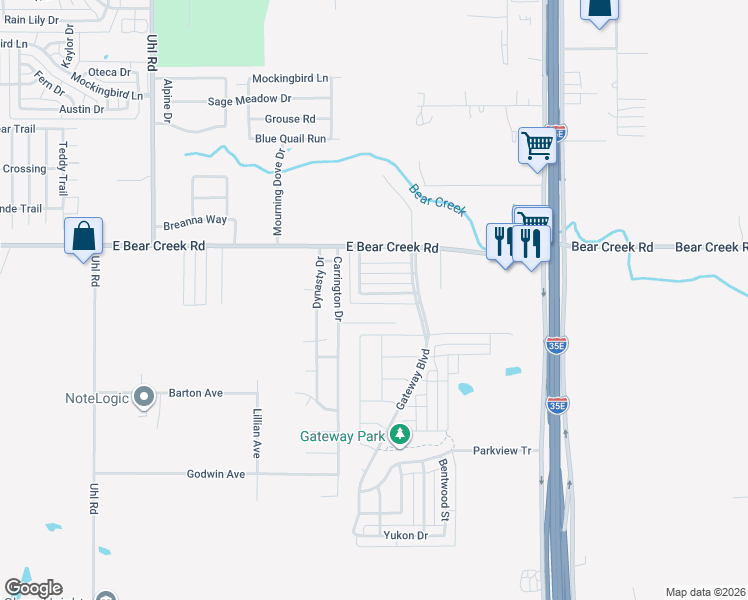map of restaurants, bars, coffee shops, grocery stores, and more near 1136 Valley View Drive in Glenn Heights