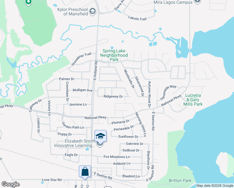 map of restaurants, bars, coffee shops, grocery stores, and more near 4507 Ridgeway Drive in Mansfield