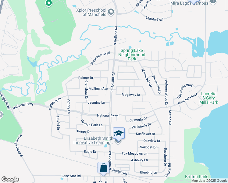map of restaurants, bars, coffee shops, grocery stores, and more near 208 Sandpoint Drive in Mansfield