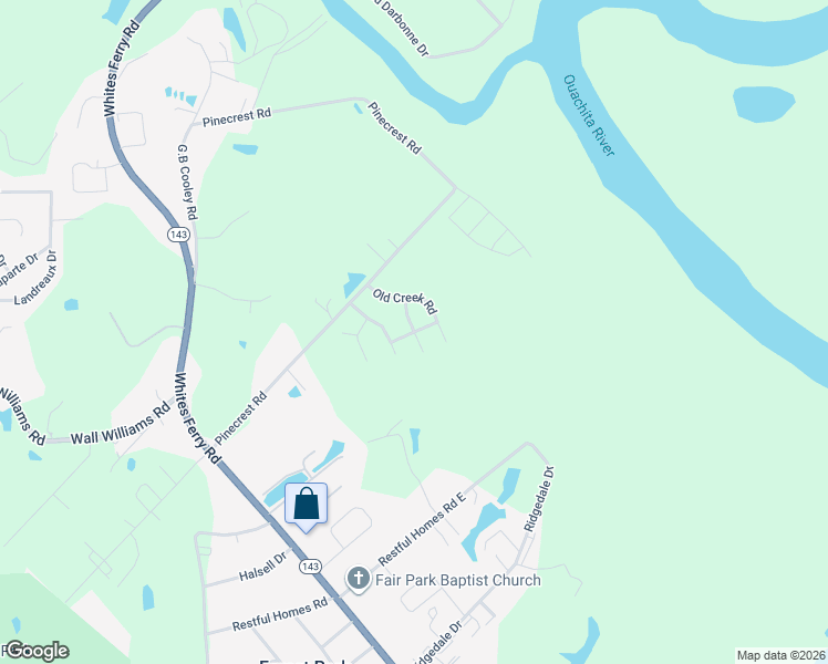 map of restaurants, bars, coffee shops, grocery stores, and more near Lost River Landing in West Monroe