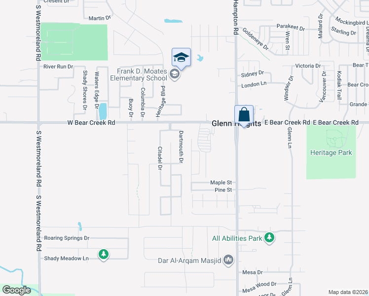 map of restaurants, bars, coffee shops, grocery stores, and more near 1829 Walnut Street in Red Oak